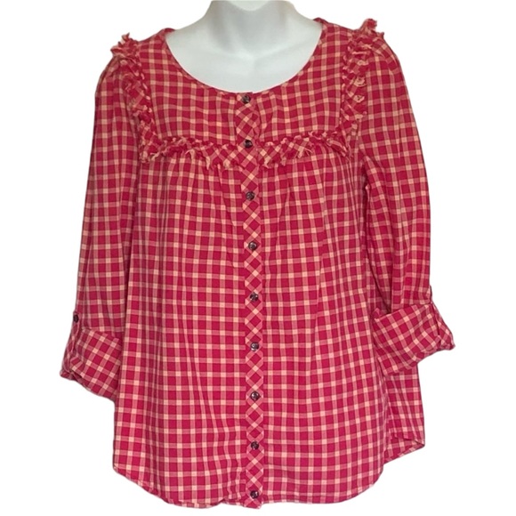 Anthropologie Holding Horses Plaid Ruffle Top Sz 8 - Picture 2 of 8